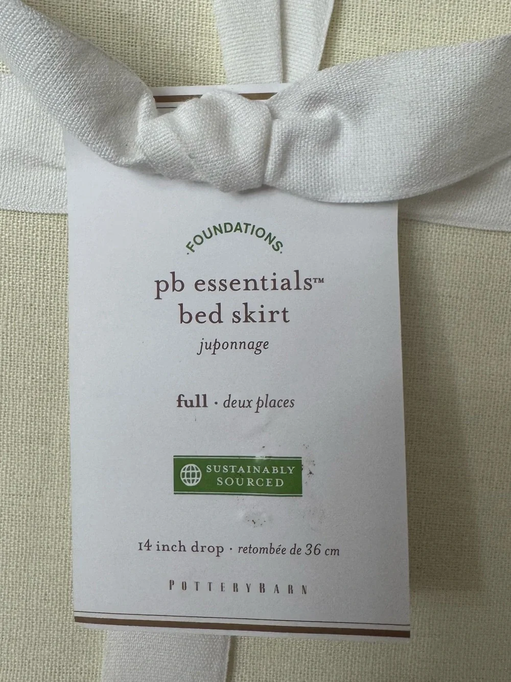Pottery Barn Bed Skirt in Palest Yellow Full Size